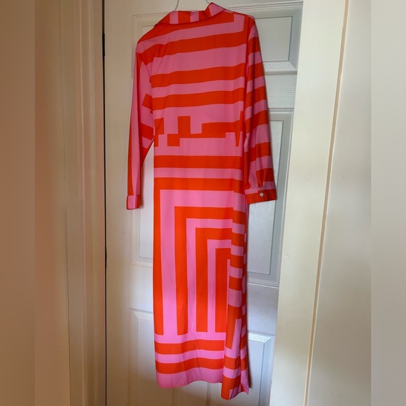 EUC pink and orange geometric maxi wrap dress - Picture 3 of 4